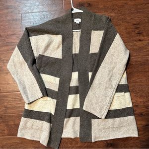 Old Navy Thick Long Striped Open Cardigan Sweater, M